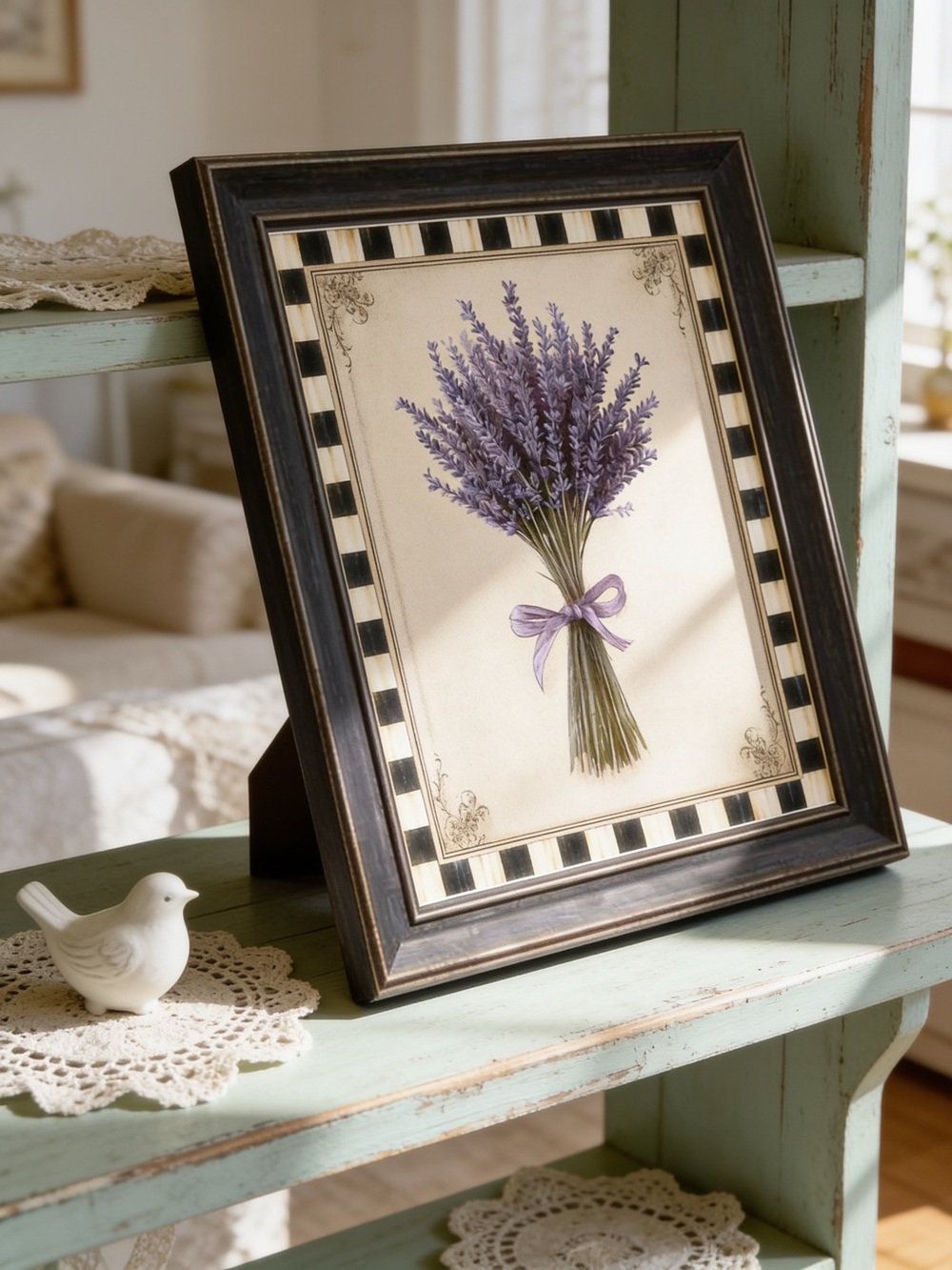 Framed Courtly Check Lavender Art